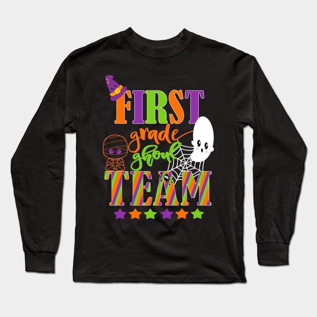 First Grade Halloween Teacher Student Cute Ghoul Team 1st Long Sleeve T-Shirt by Kimmicsts